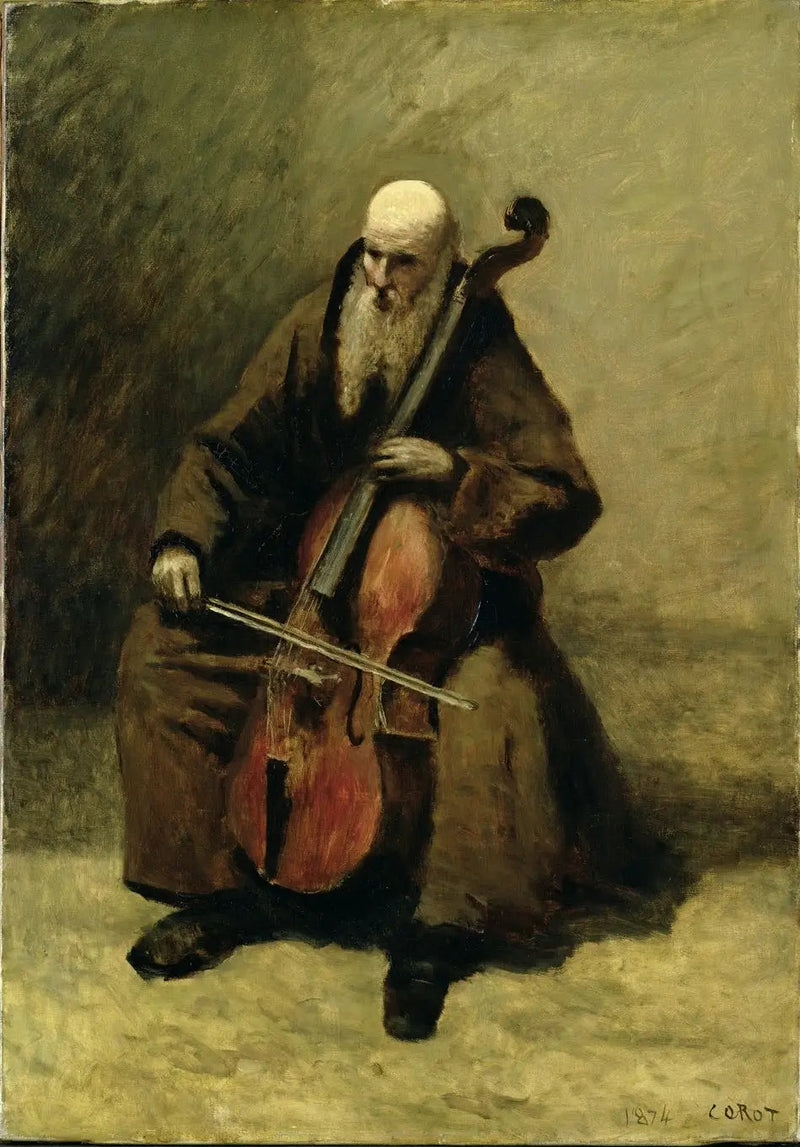 Keşiş ve Çello - Jean-Baptiste Camille Corot