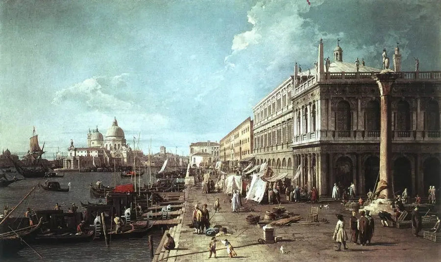 Môle ve kütüphane ile Büyük Kanal ağzı - Canaletto