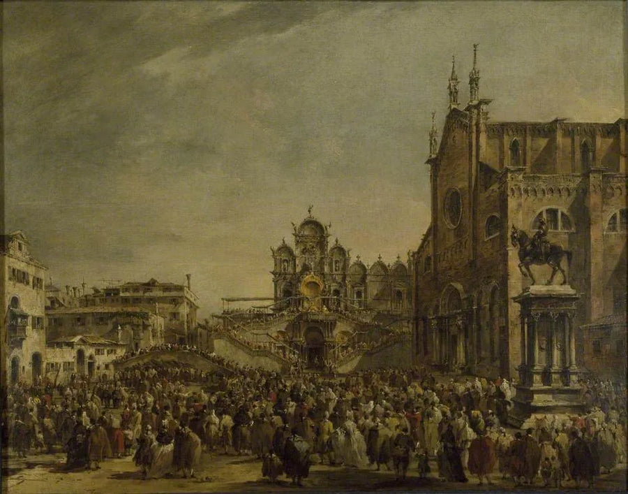 Papa VI. Piyer, Campo SS Giovanni e Paolo'da kalabalığı kutsuyor, Venedik - Francesco Guardi