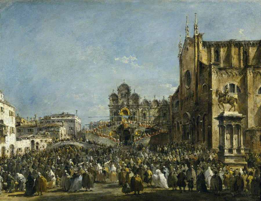 1782 yılında Venedik halkını kutsayan Papa Pie VI - Francesco Guardi