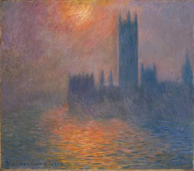 Parlamento, gün batımı - Claude Monet