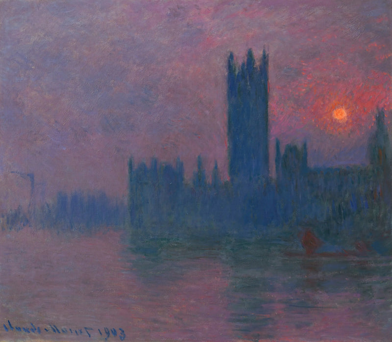 Parlamento, batan güneş - Claude Monet