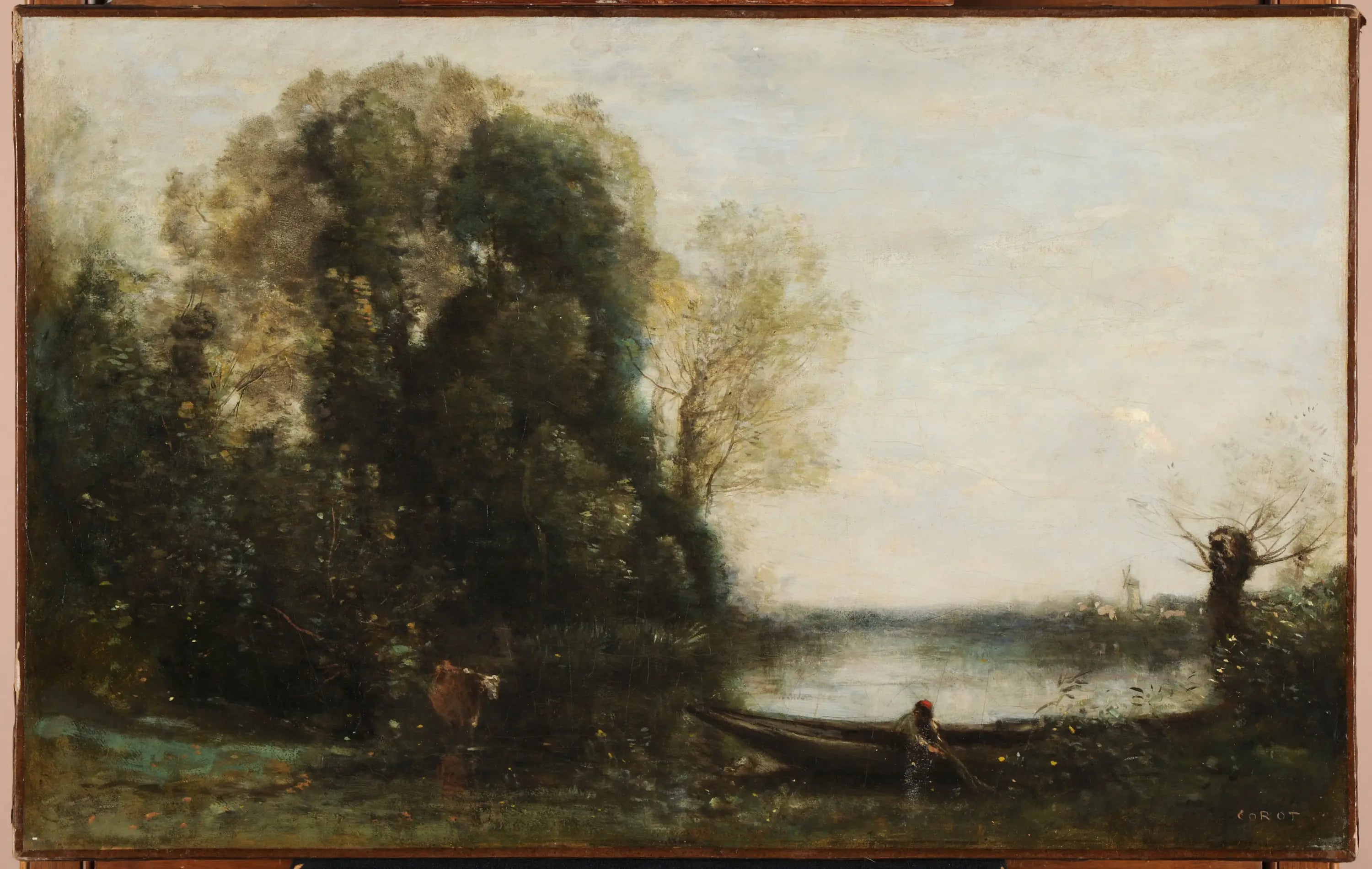 Le pêcheur en barque à la rive - Jean-Baptiste Camille Corot - Alpha Reproduction