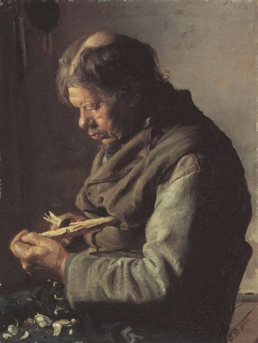 Balıkçı Lars Gaihede bir sopa oyuyor - Anna Ancher