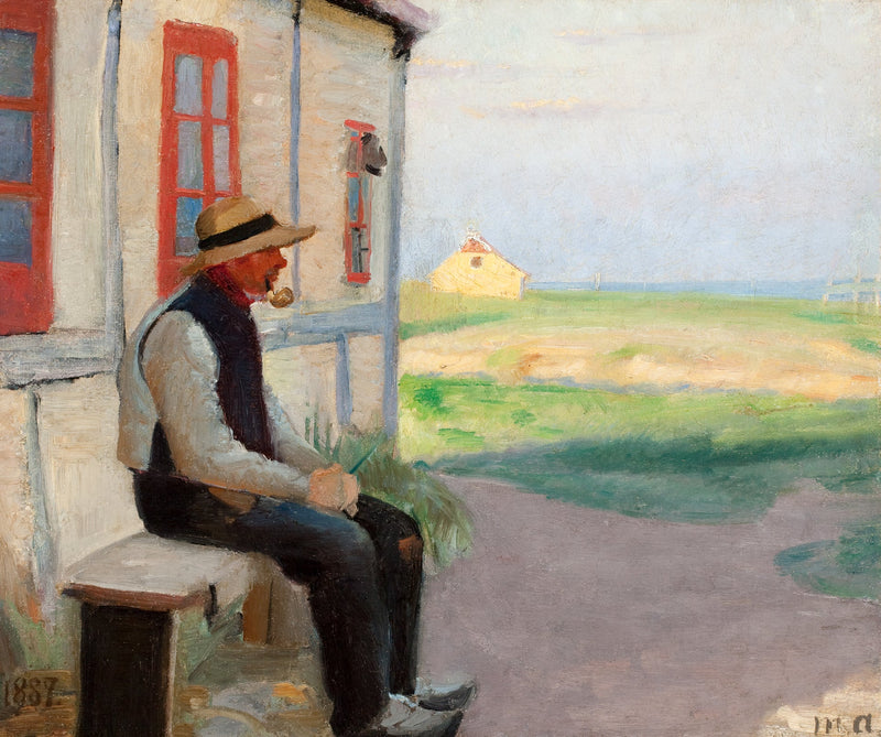 Skagen Østerby'daki evinin önünde Niels Gaihede balıkçı. - Michael Peter Ancher