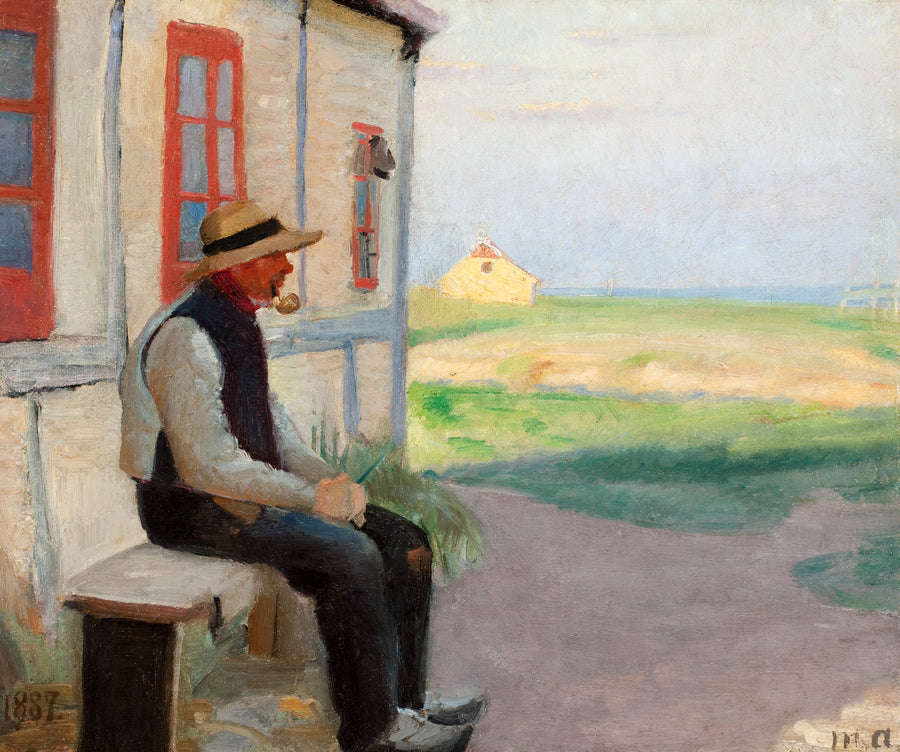 Skagen Østerby'daki evinin önünde Niels Gaihede balıkçı. - Michael Peter Ancher