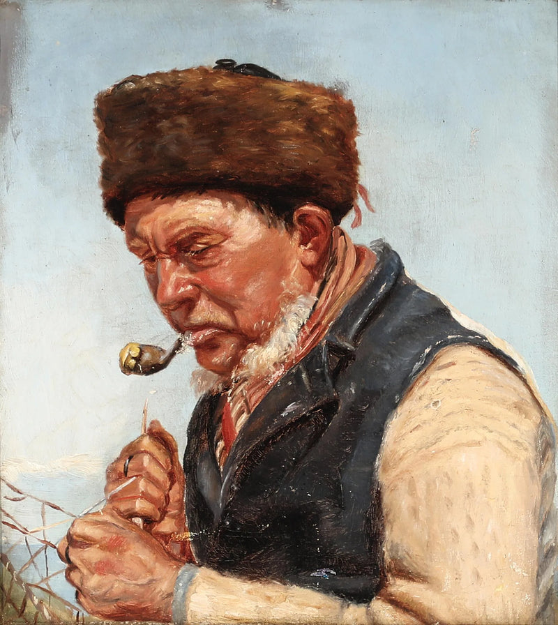 Balıkçı Niels Gaihede bir balıkçı ağı tamir ediyor. - Michael Peter Ancher