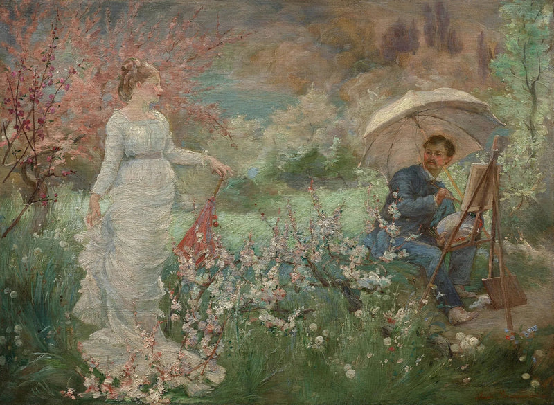 Bahçıvanlı Bahçede Ressam ve Modeli - Marie Bracquemond