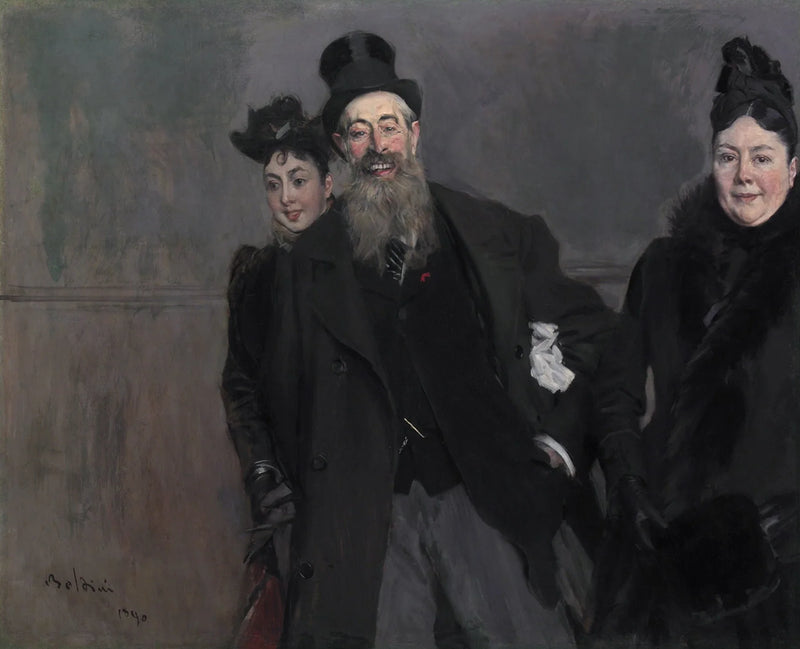 Ressam John Lewis Brown ve eşi ve kızları - Giovanni Boldini