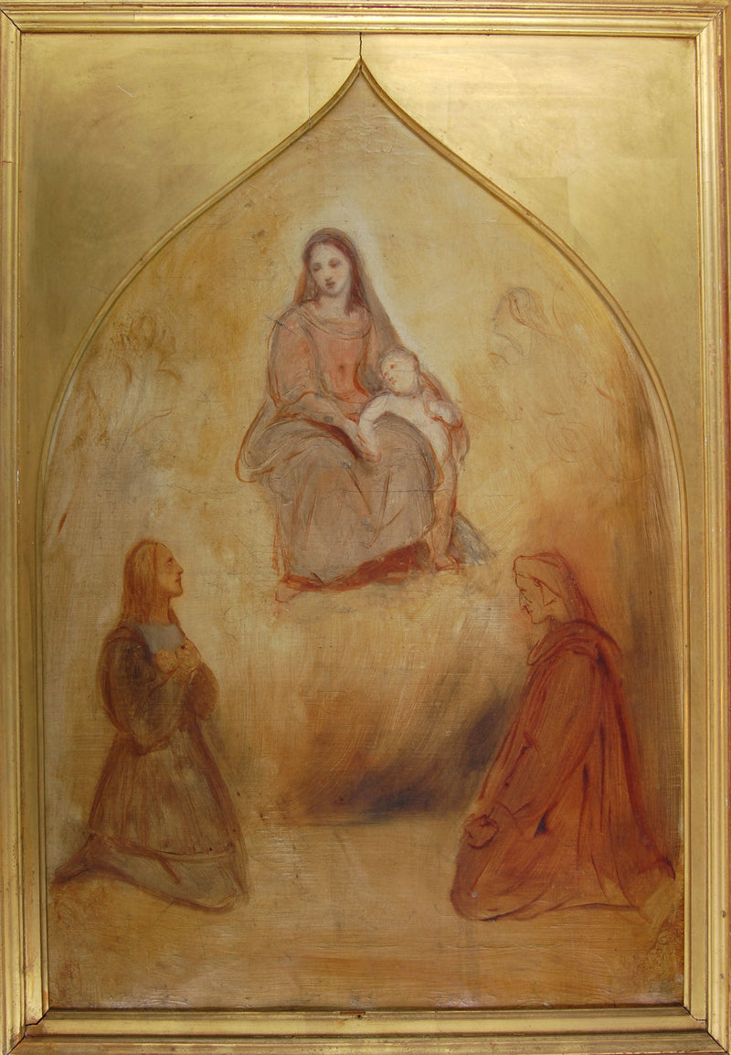 Raphael ressam ve Dante şair, Meryem Ana ve Çocuk'a ibadet ederken - Ary Scheffer