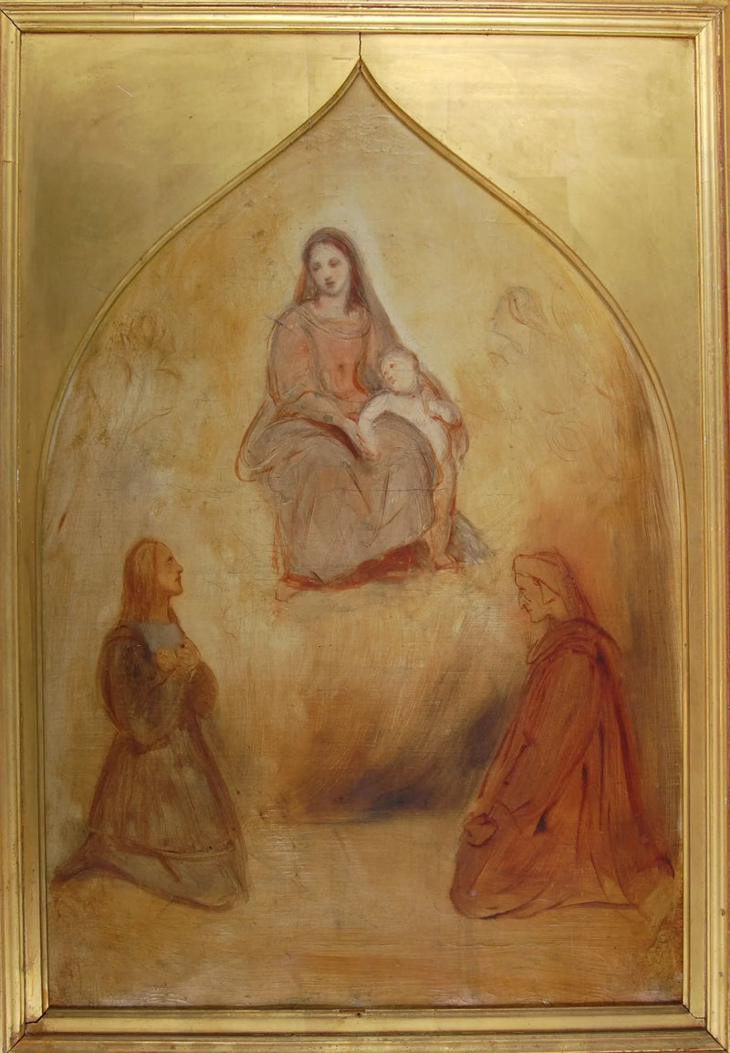 Raphael ressam ve Dante şair, Meryem Ana ve Çocuk'a ibadet ederken - Ary Scheffer