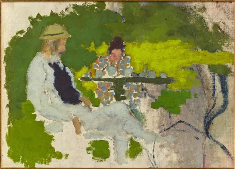 Sanatçının babası ve kız kardeşi Grand-Lemps bahçesinde - Pierre Bonnard