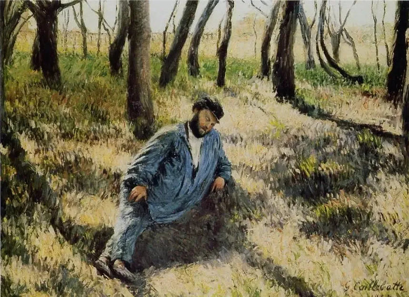 Magloire Baba bir ormanda uzanmış - Gustave Caillebotte