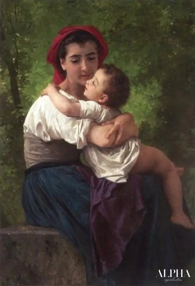 Le petit câlin - William Bouguereau - Reproductions de tableaux et peintures haut de gamme