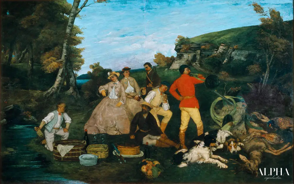 Le pique-nique du chasseur - Gustave Courbet - Reproductions de tableaux et peintures haut de gamme