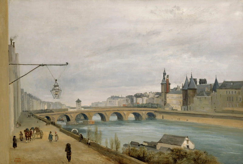 Le Pont au Change, quai de Gesvres'ten görünüm (1830) - Jean-Baptiste Camille Corot