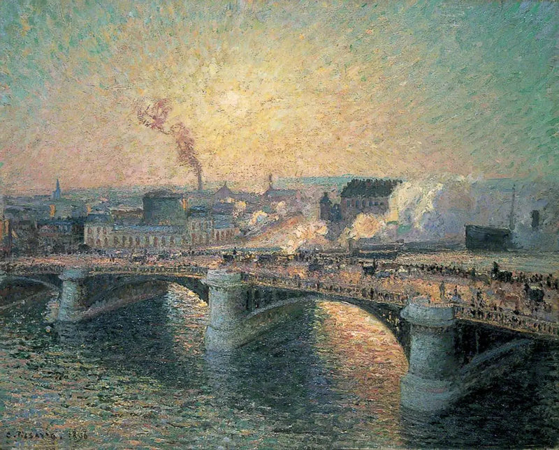 Boieldieu Köprüsü, Rouen, Gün Batımı - Camille Pissarro