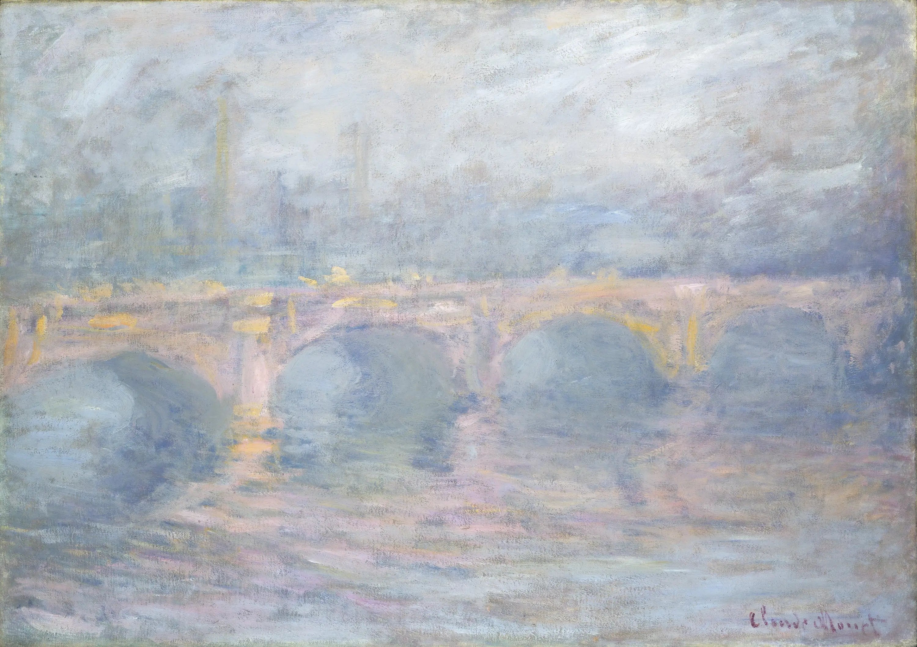 Reproduction du tableau « Le pont de Waterloo, effet rose - Claude Monet » par Alpha Reproduction en peinture à l’huile