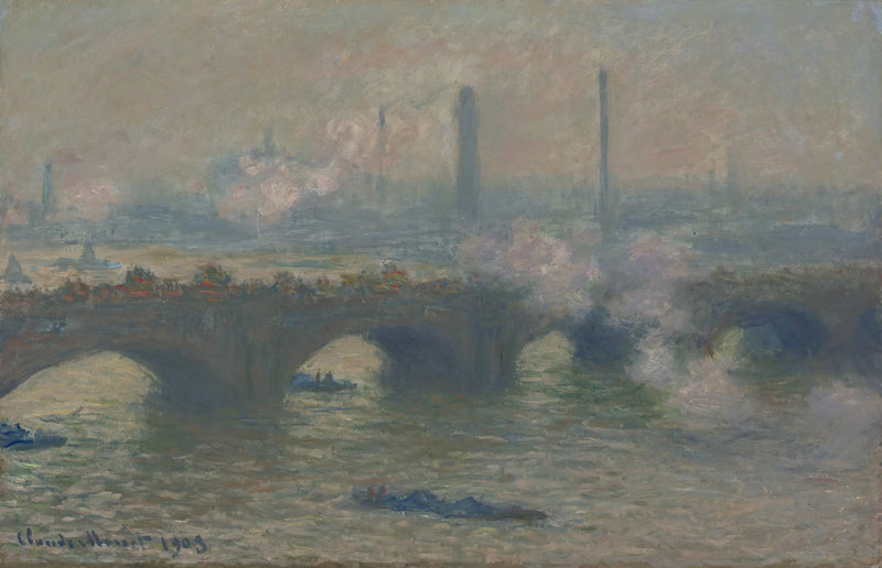 Waterloo Köprüsü, gri gün - Claude Monet