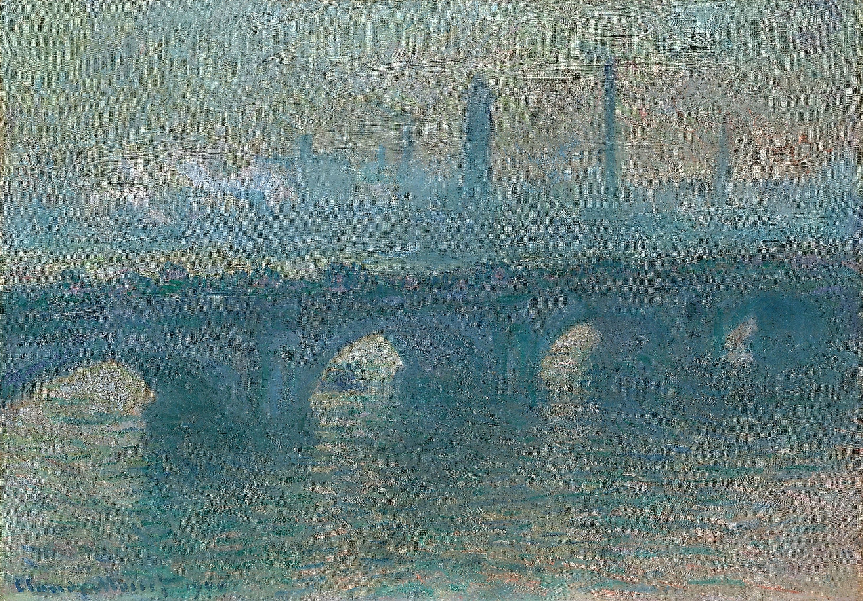 Reproduction du tableau « Le pont de Waterloo, météo grise - Claude Monet » par Alpha Reproduction en peinture à l’huile