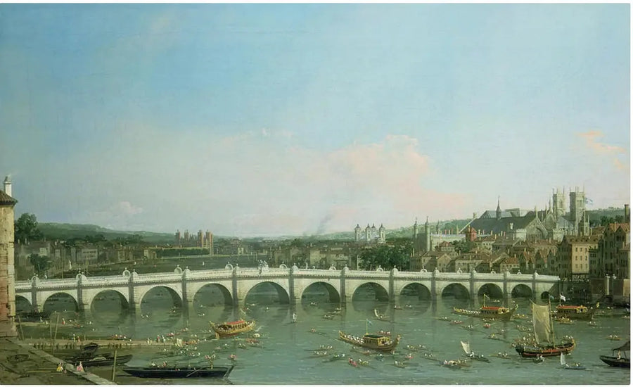 Westminster Köprüsü Kuzeyden Görünüm ve Lord Belediye Töreni - Canaletto