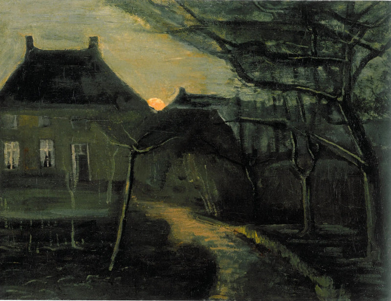 Ay ışığında Nuenen papaz evi - Vincent van Gogh