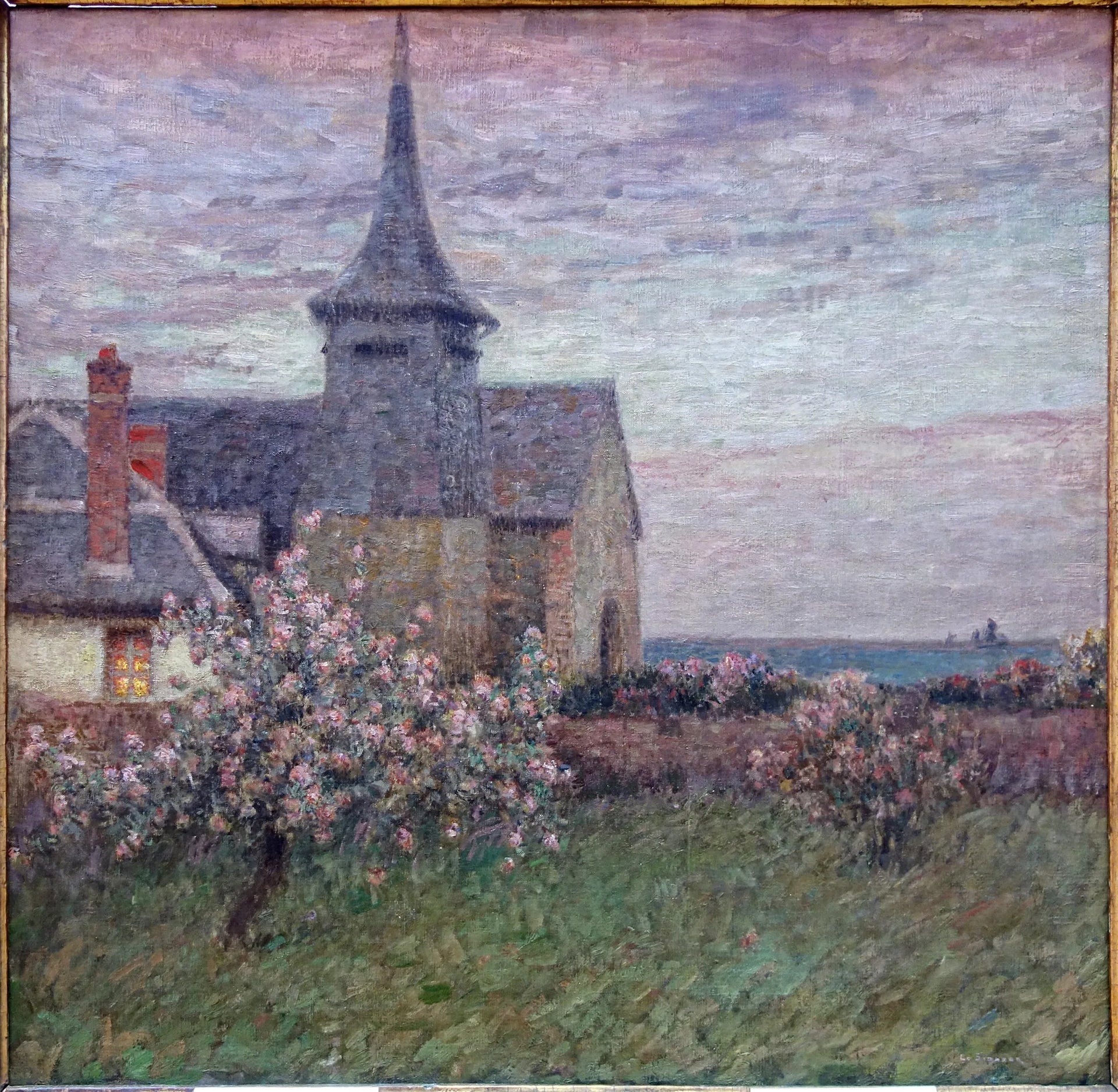 Le presbytère et l'église de Gerberoy - Henri Le Sidaner image 1 reproduction artisanale de tableau