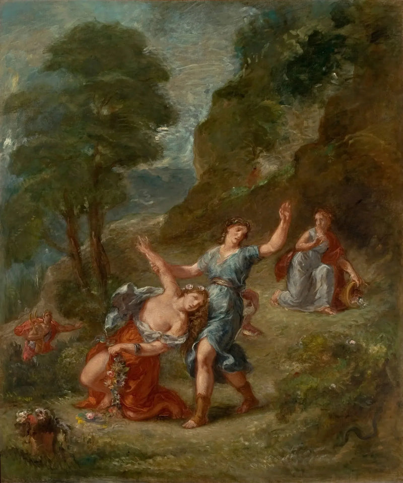 Bahar - Eurydice'nin çiçek toplarken bir yılan tarafından ısırılması (Eurydice'nin ölümü) - Eugène Delacroix