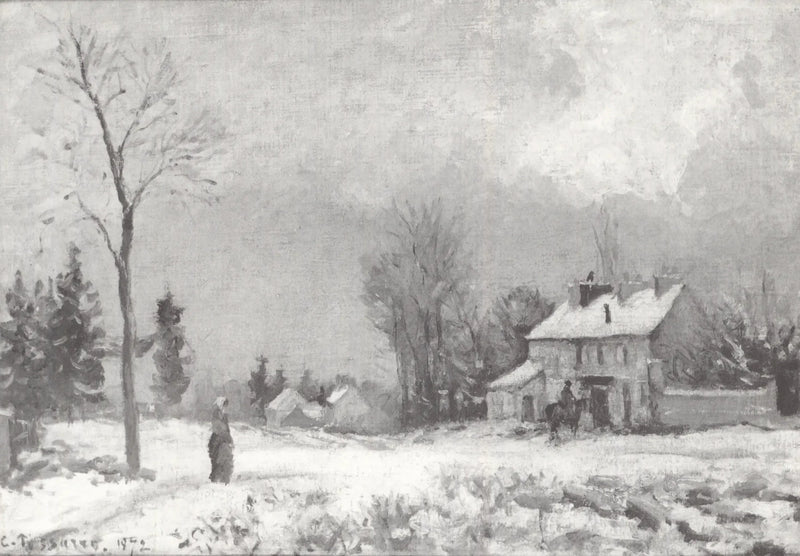 Posta İstasyonu, Versailles Yolu, Louveciennes, kar - Camille Pissarro