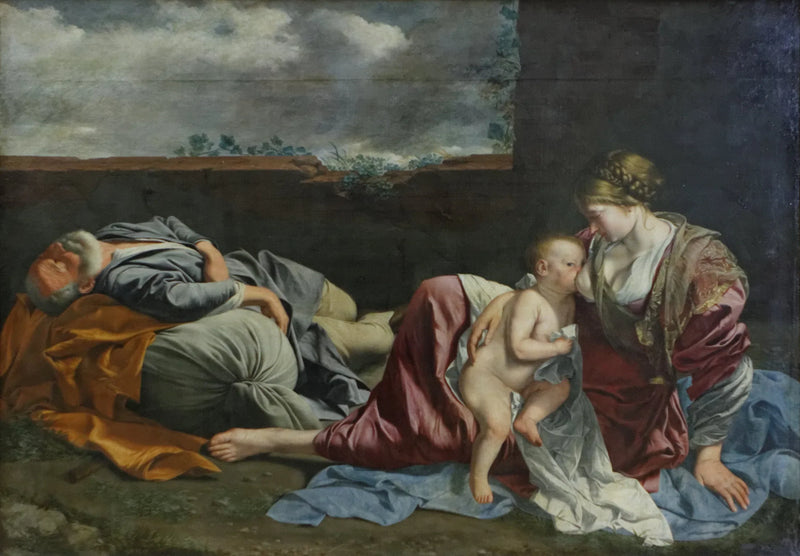 Meryemana ve Çocuk, Mısır'a Kaçış sırasında - Orazio Gentileschi
