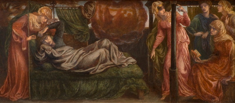Béatrice'nin Ölüm Günü Dante'nin Rüyası (ön sahne, sol panel) - Dante Gabriel Rossetti