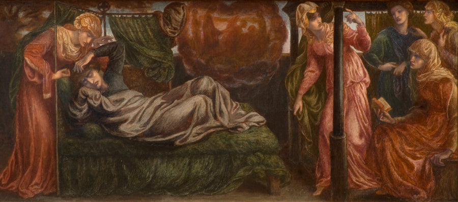 Béatrice'nin Ölüm Günü Dante'nin Rüyası (ön sahne, sol panel) - Dante Gabriel Rossetti