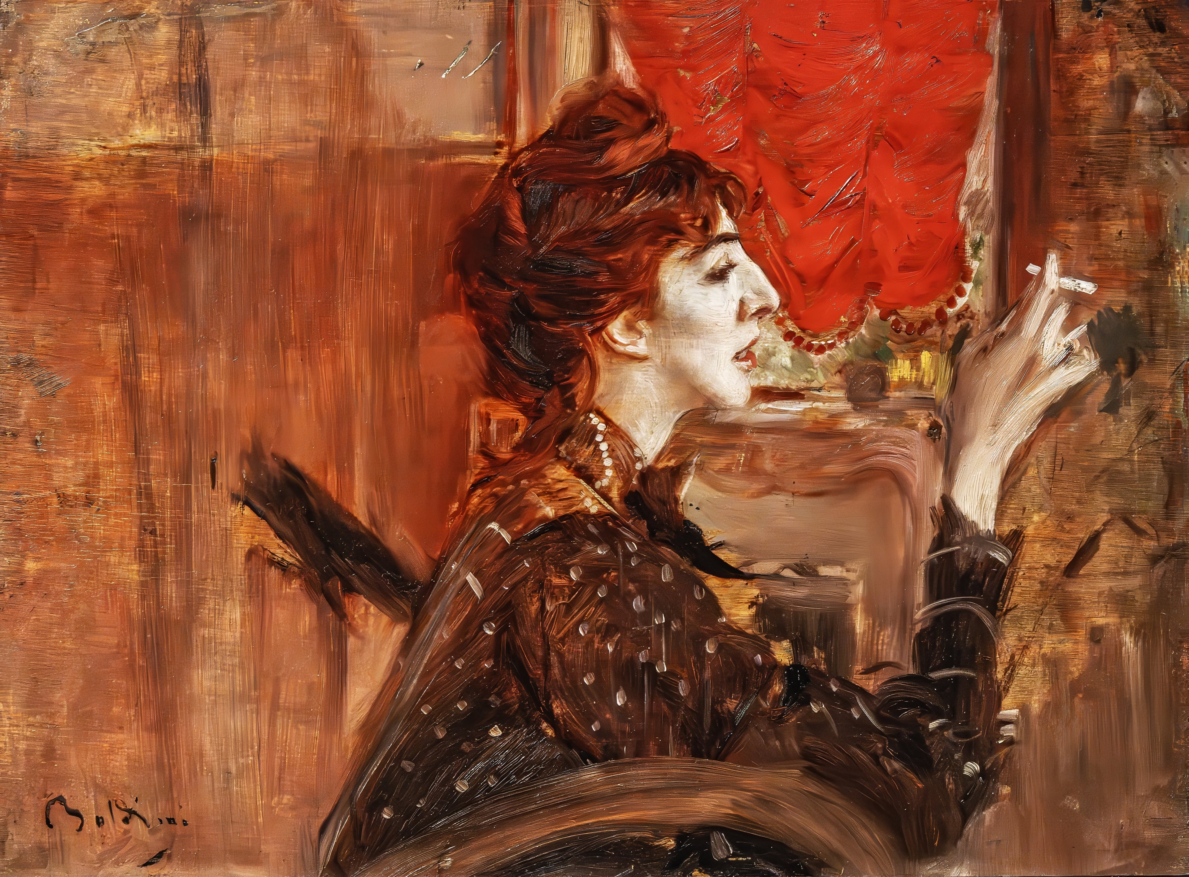 Le rideau rouge - Giovanni Boldini