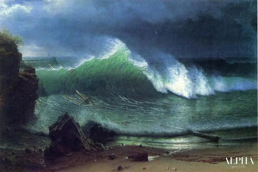 Le rivage de la mer turquoise (mer d'émeraude) - Albert Bierstadt - Reproductions de tableaux et peintures haut de gamme