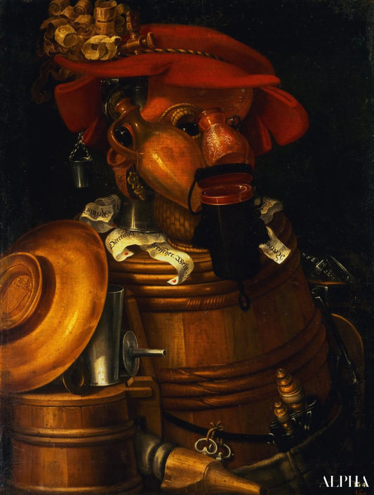 Le serveur : Un assemblage anthropomorphique d'objets liés à la viticulture - Arcimboldo - Reproductions de tableaux et peintures haut de gamme