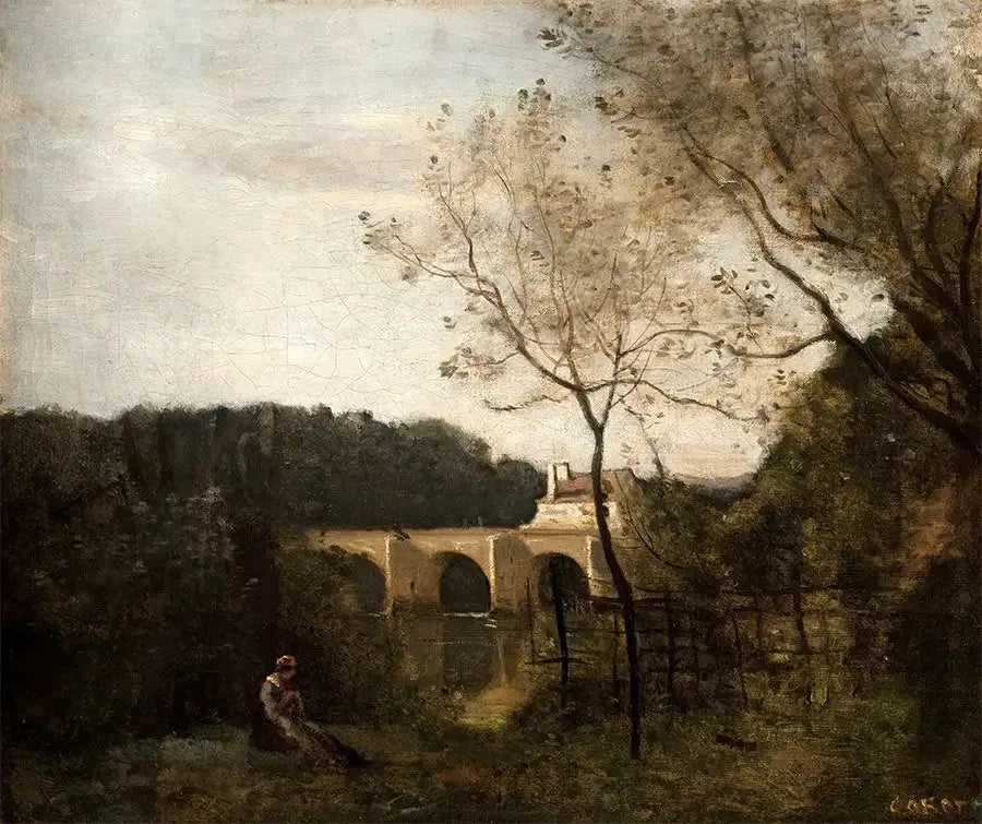 Mantes'taki Eski Köprü - Jean-Baptiste Camille Corot