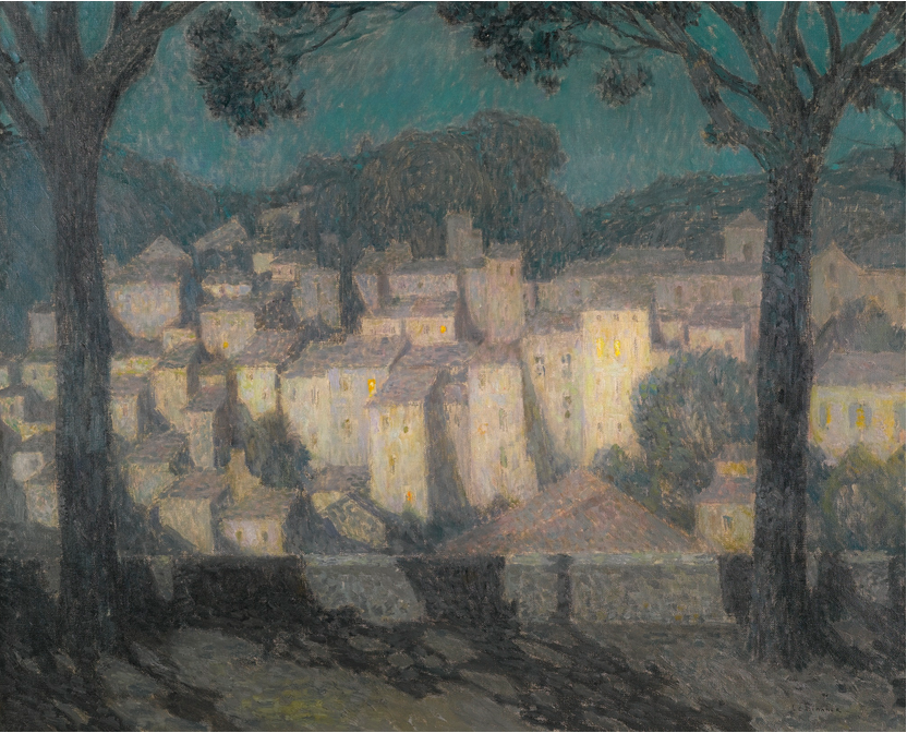 Le village au clair de lune (représentation de Bormes-les-Mimosas) - Henri Le Sidaner