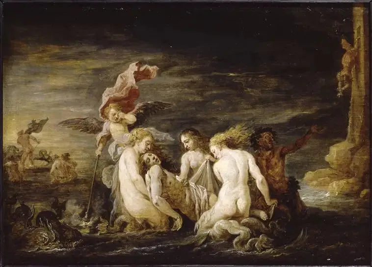 Léandre boğulmuş halde Néréides tarafından bulunan - David Teniers le Jeune