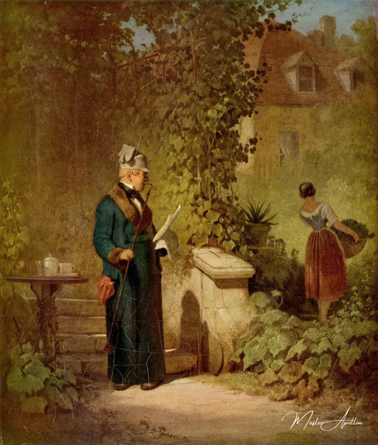 Lecteur de journaux au jardin - Carl Spitzweg - Reproductions de tableaux et peintures haut de gamme