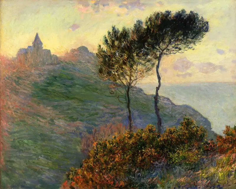 Varengeville Kilisesi gün ışığına karşı - Claude Monet