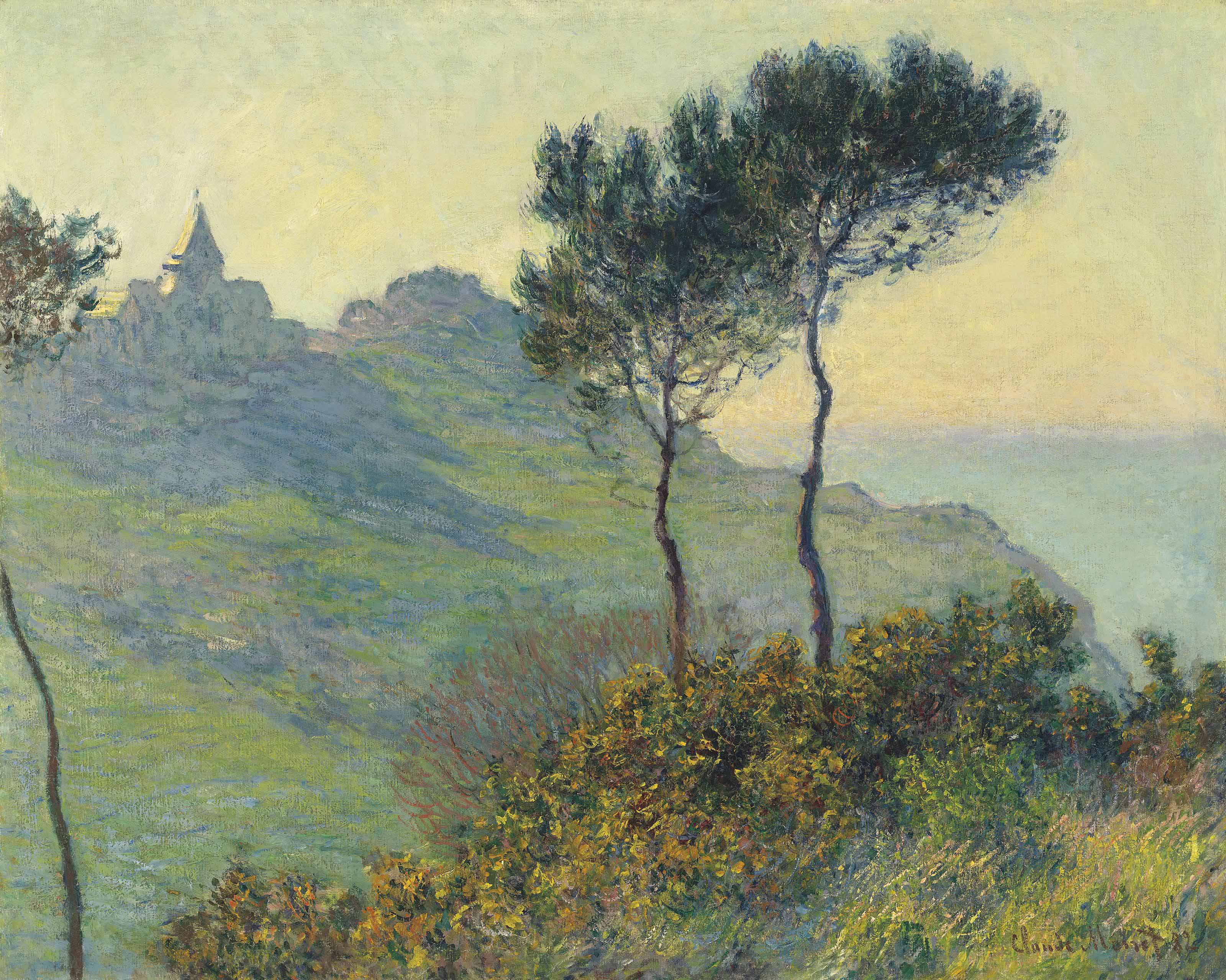Reproduction du tableau « L'Église de Varengeville, soleil couchant - Claude Monet » par Alpha Reproduction en peinture à l’huile