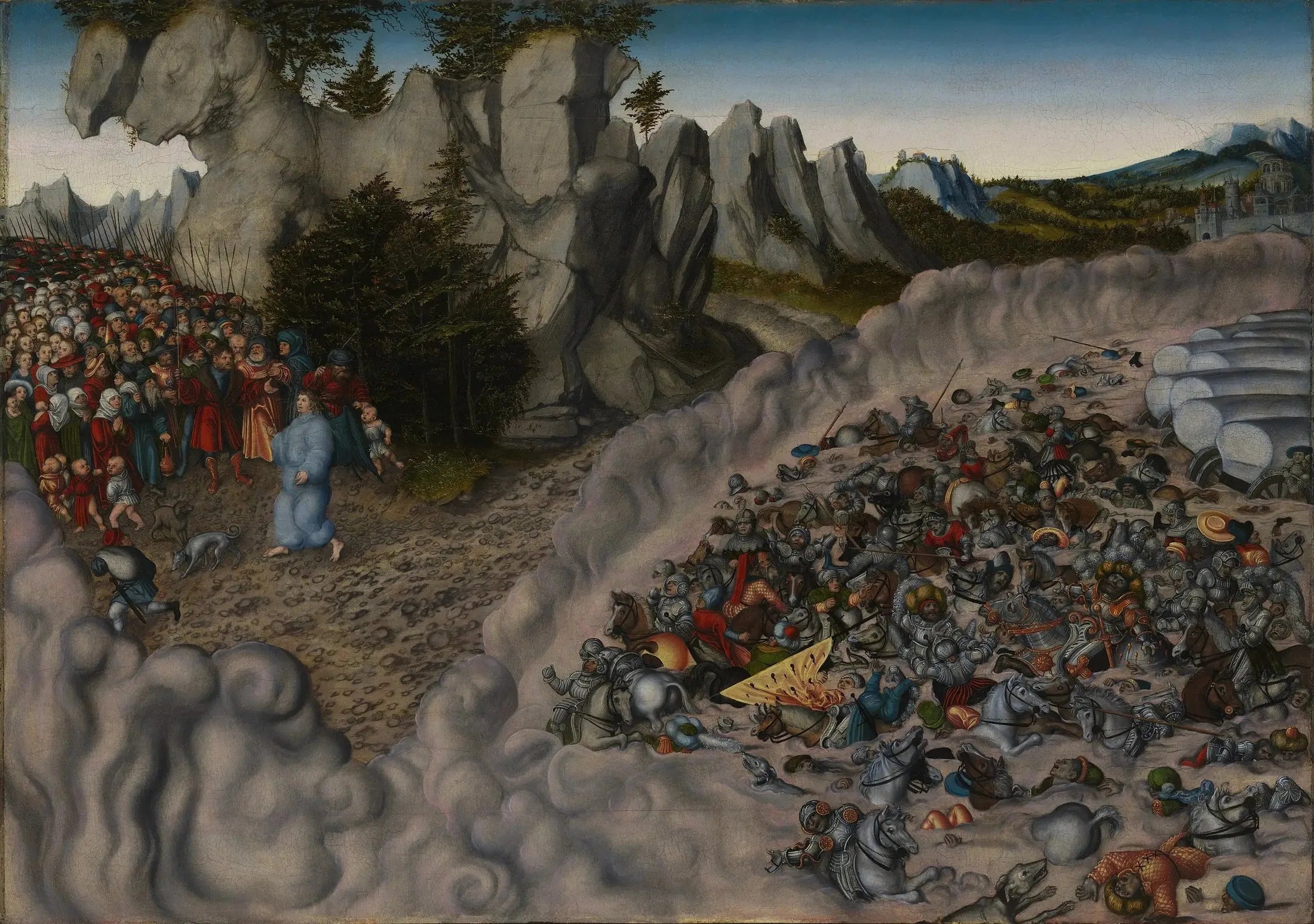 Les armées du Pharaon englouties dans la mer Rouge - Lucas Cranach the Elder image 1 reproduction d’œuvre d’art à l’huile