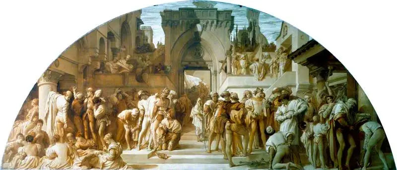 Sanayi sanatlarının savaşlara uygulanması (Victoria ve Albert Müzesi'nde bir duvar resmi için çizim) - Frederic Leighton