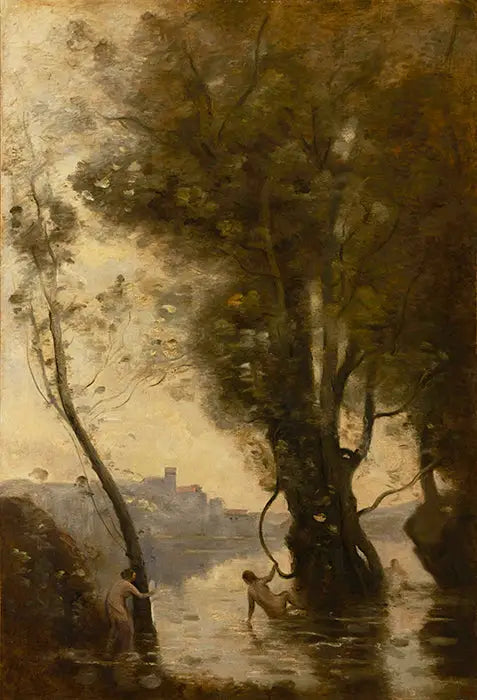 Borromée Adaları'ndaki Yüzücüler - Jean-Baptiste Camille Corot