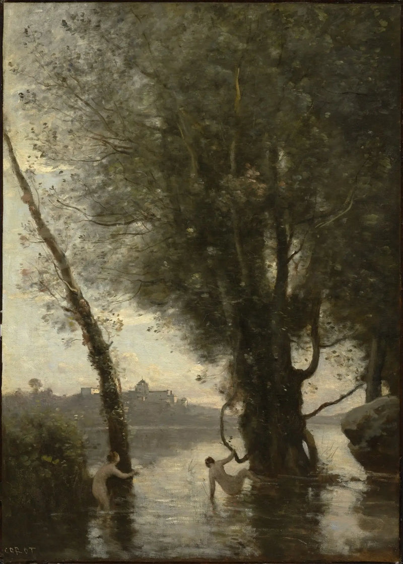 Borromée Adaları'ndaki Yüzücü Kadınlar - Jean-Baptiste Camille Corot