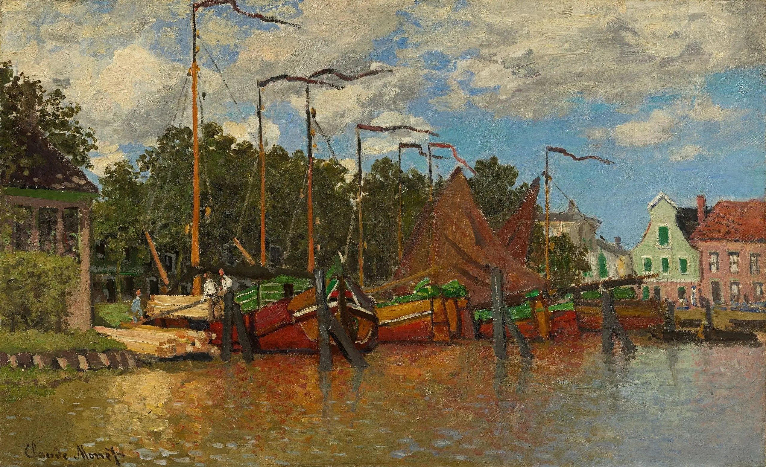 Reproduction du tableau « Les bateaux à Zaandam - Claude Monet » par Alpha Reproduction en peinture à l’huile