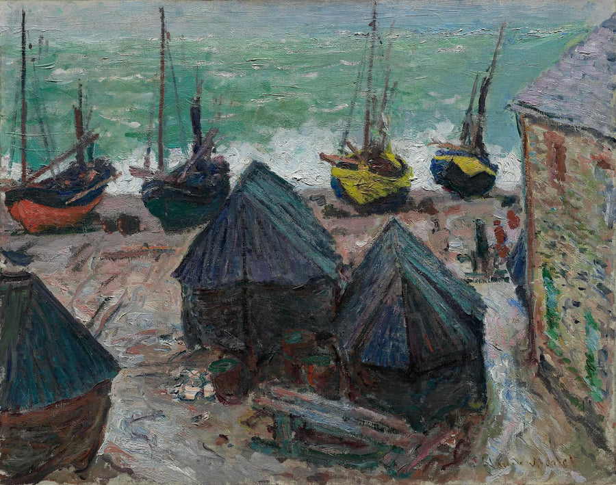 Étretat'taki Plajdaki Tekneler - Claude Monet