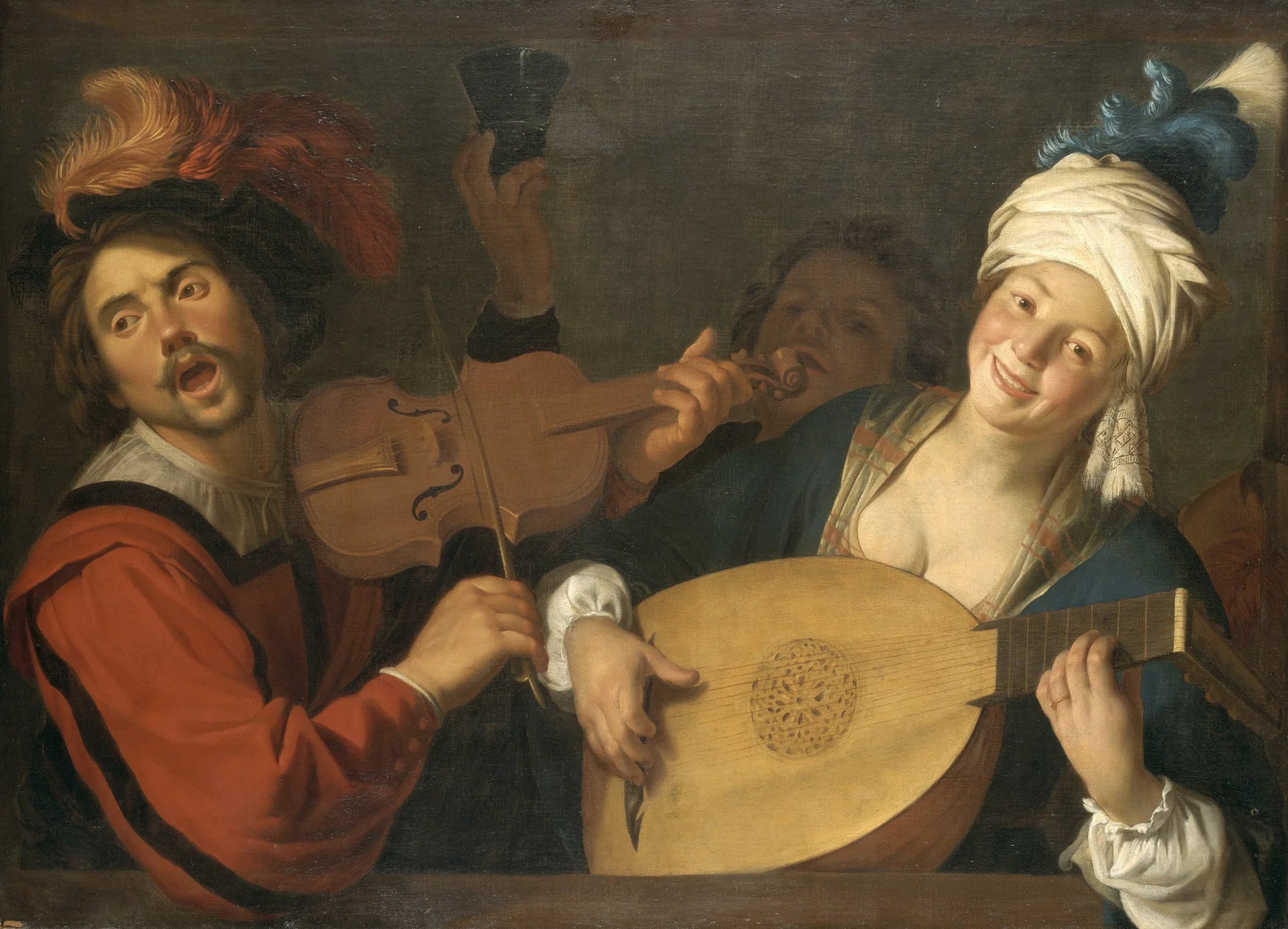 Les Chanteurs - Gerrit van Honthorst image 1 copie de tableau peinte à la main