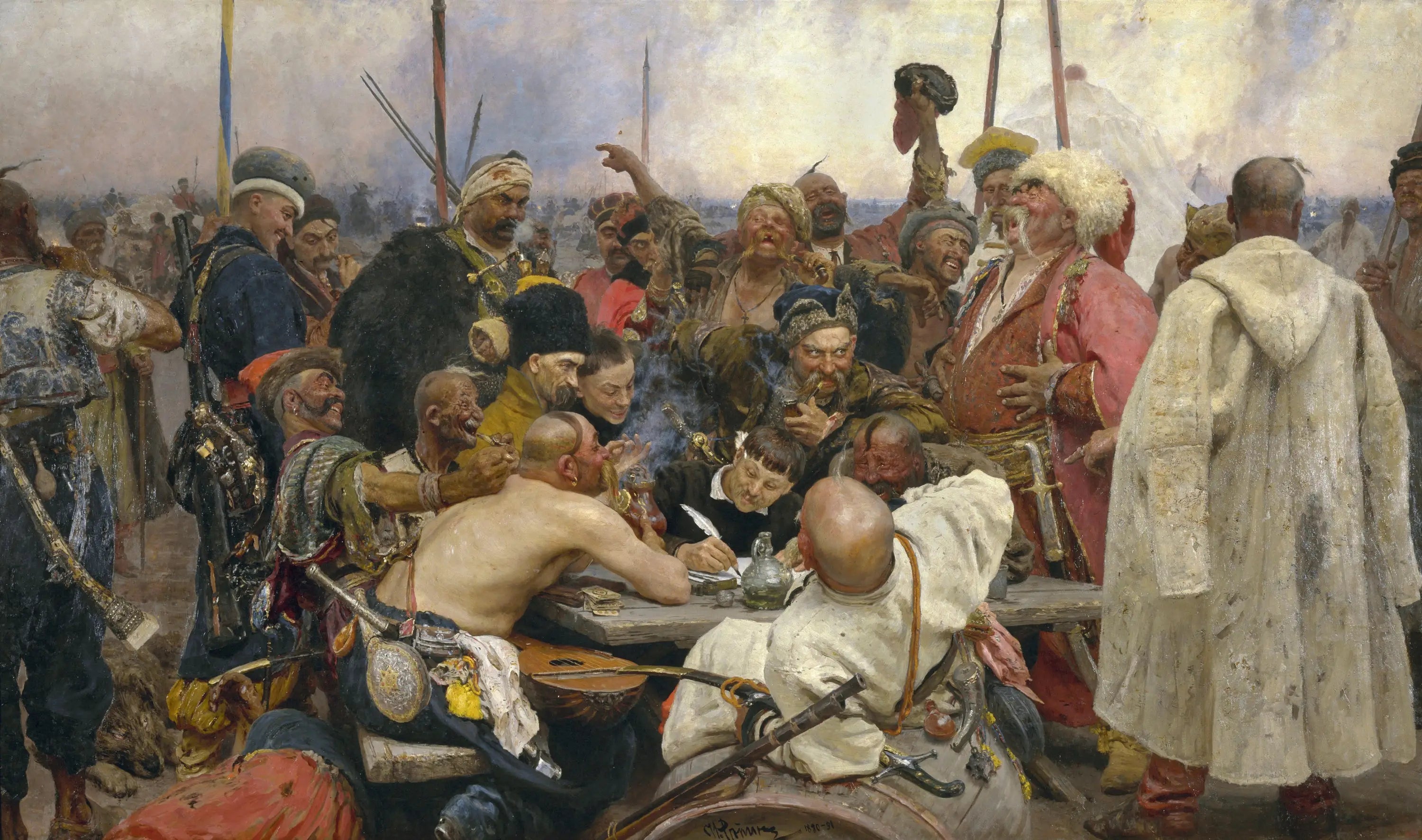 Les Cosaques zaporogues écrivant une lettre au sultan de Turquie - Ilya Repin - Alpha Reproduction