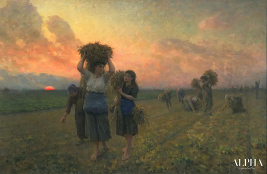 Les derniers glanings, 1895 - Jules Breton - Reproductions de tableaux et peintures haut de gamme